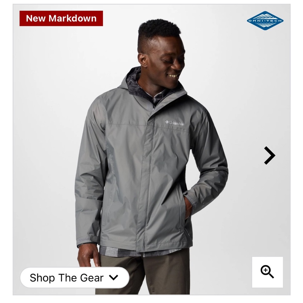 Columbia Watertight ll Jacket. Rain jacket. Grey. Size XXL. New without tags.